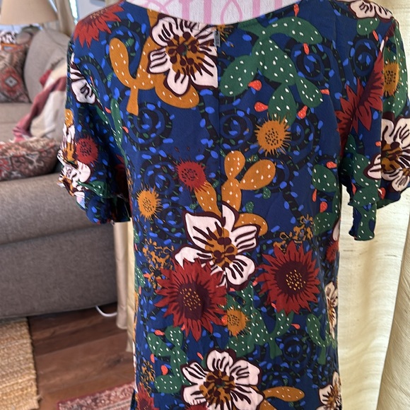 Cantao viver bem floral dress cactus ruffle sleeves and bottom size medium - Picture 3 of 5